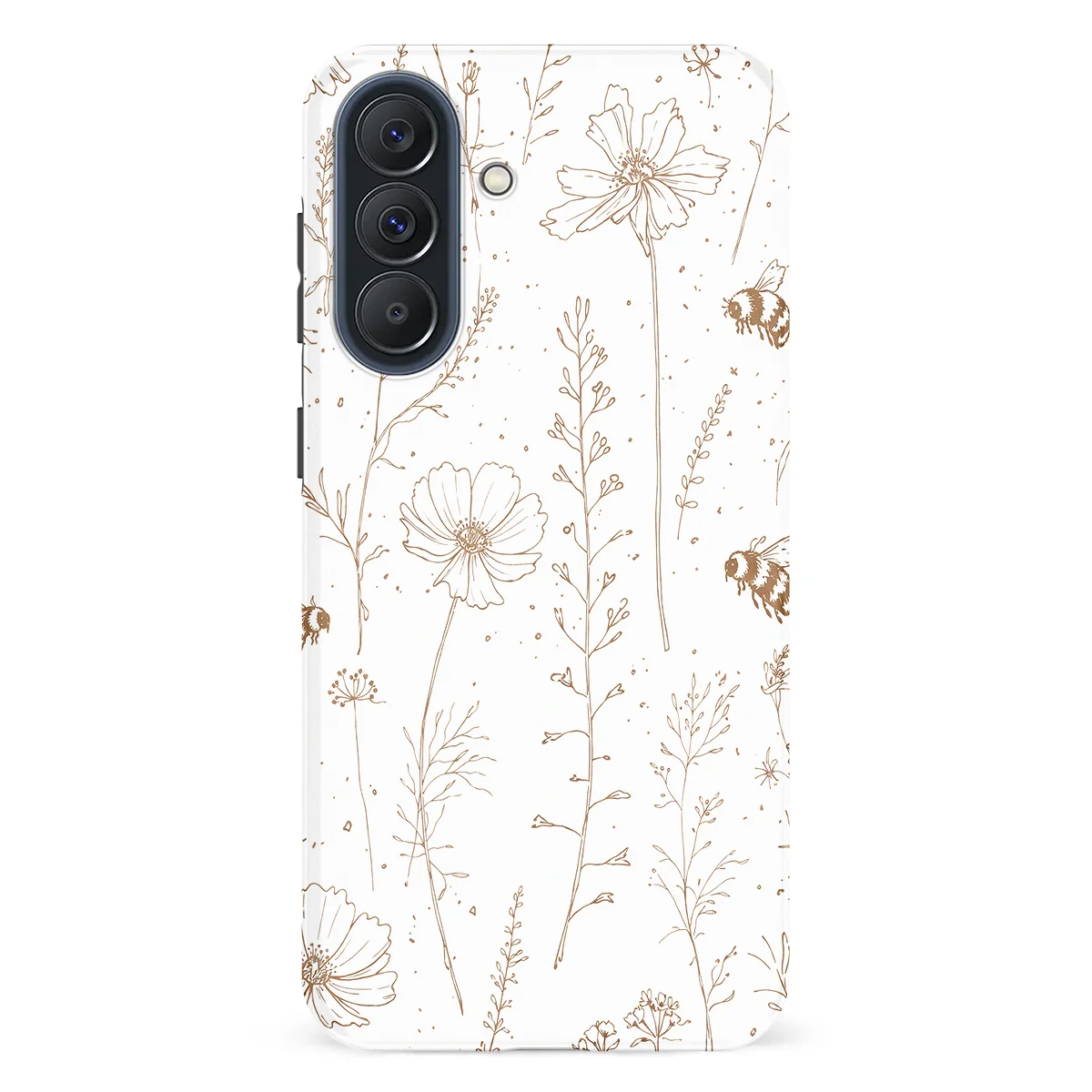 Watercolor Flowers - Meadow Sketch - Brown/White case for Galaxy A57 - Image 1