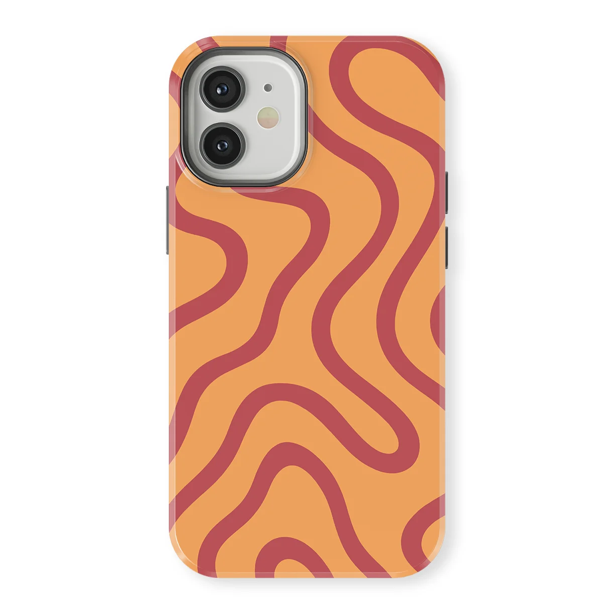 Curvy Lines - Terracotta Twist - Orange/Red case for iPhone 12 Mini - Image 1