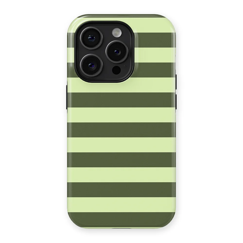 Studio Stripes - Fresh Moss - Green/Yellow/Multicolor case for iPhone 14 Pro - Image 1