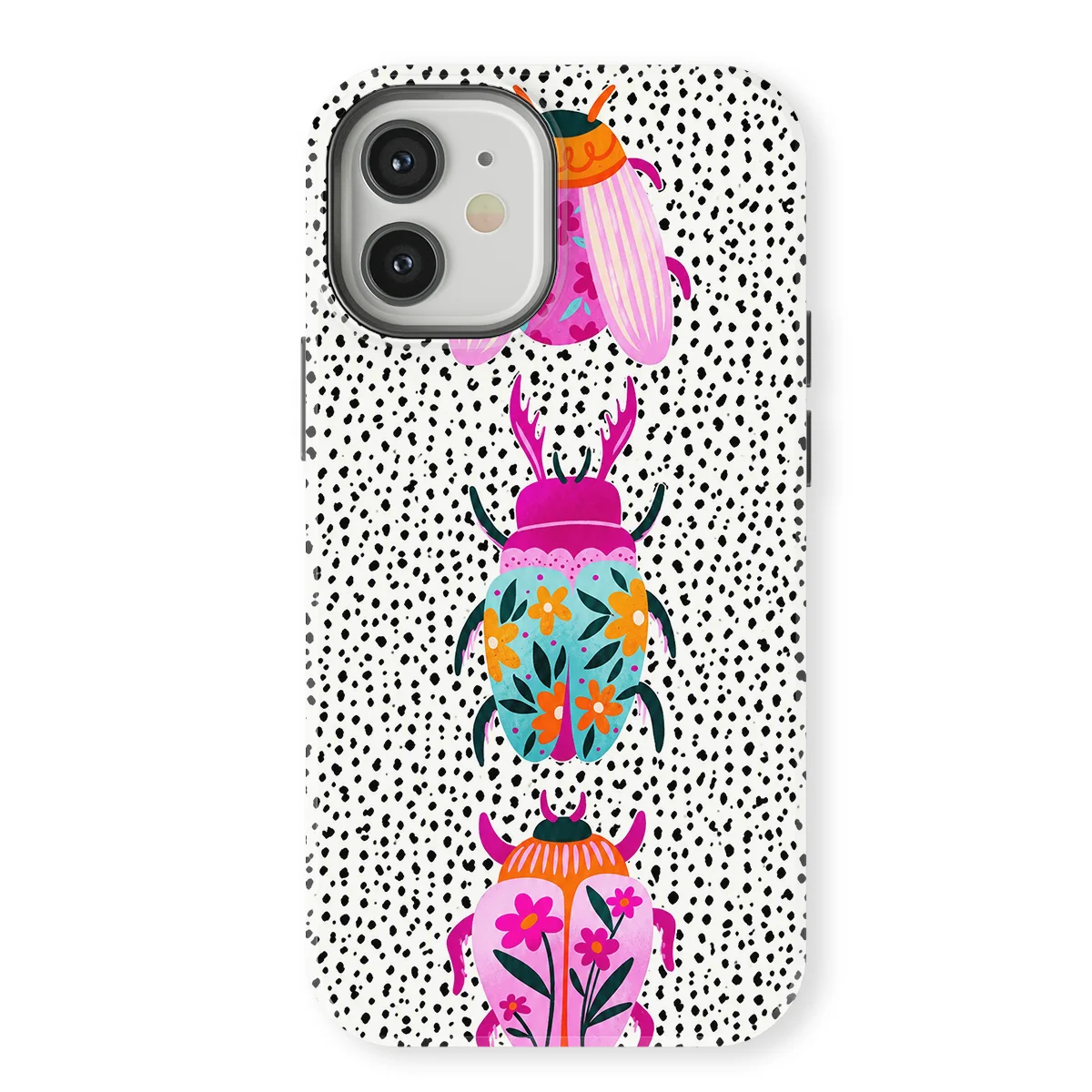 Bugs Life - Beetle Bloom - Black/White/Multicolor case for iPhone 12 Mini - Image 1