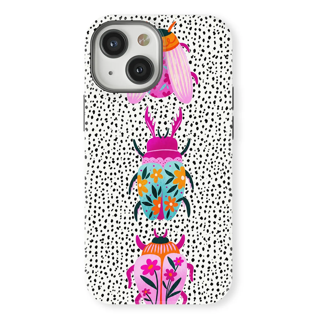 Bugs Life - Beetle Bloom - Black/White/Multicolor case for iPhone 13 Mini - Image 1