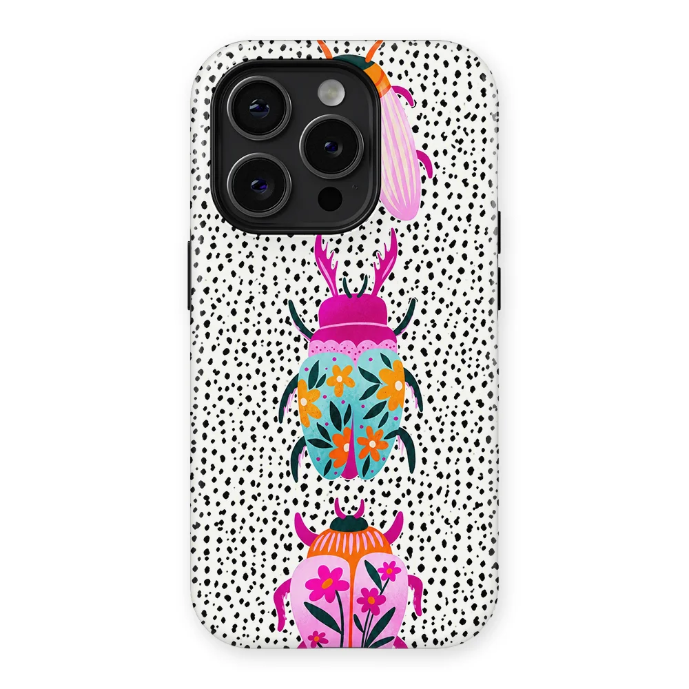 Bugs Life - Beetle Bloom - Black/White/Multicolor case for iPhone 14 Pro - Image 1