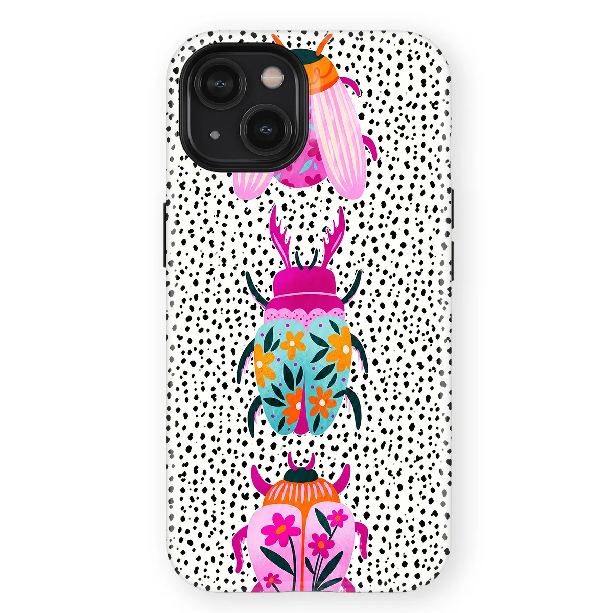 Bugs Life - Beetle Bloom - Black/White/Multicolor case for iPhone 15 - Image 1